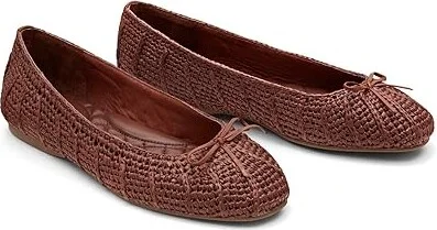 Birdies Hummingbird Raffia Flat Women's Shoes Walnut : 6.5 M, Leather