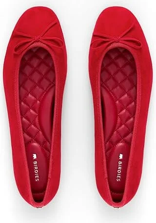 Birdies Hummingbird Suede Flat Women's Shoes Red : 5.5 M, Leather/Rubber/Suede - Image 2