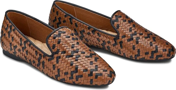 Birdies Starling Woven Flat Women's Shoes Cognac Basket Weave Woven : 5.5 M, Faux Leather