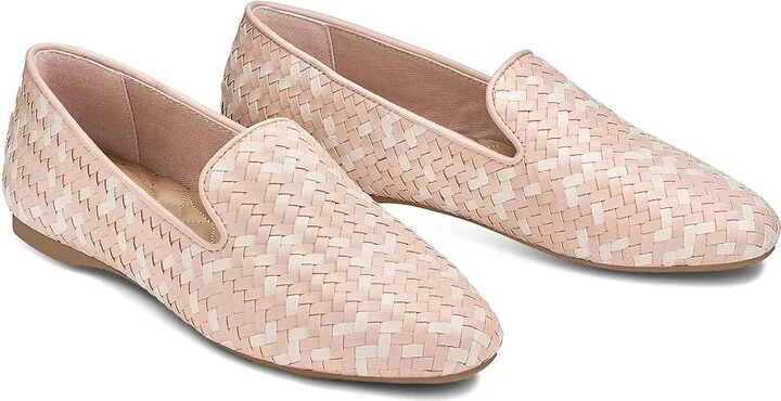 Birdies Starling Woven Flat Women's Shoes Pale Blush Basket Weave Woven : 6 M, Faux Leather