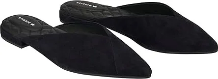 Birdies Swan Suede Mule Women's Slippers Black : 5 M