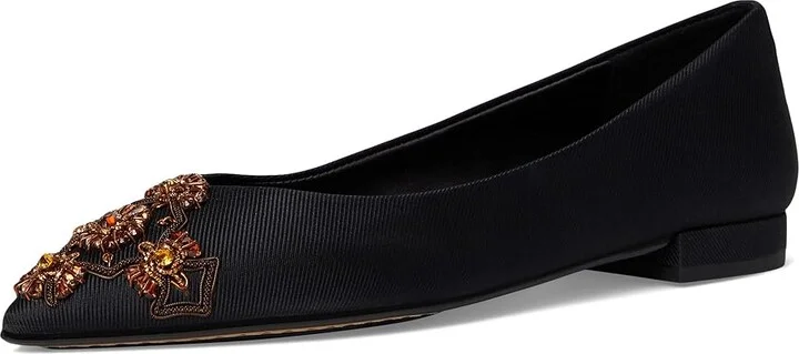 Birdies The Goldfinch 15 Ballet Flat Women's Shoes Black Jeweled Silk : 7 M, Mesh/Rubber/Velvet - Image 5