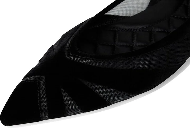 Birdies The Goldfinch 15 Ballet Flat Women's Shoes Black Velvet Mesh : 7 M, Mesh/Rubber/Velvet - Image 7