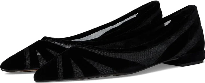 Birdies The Goldfinch 15 Ballet Flat Women's Shoes Black Velvet Mesh : 7 M, Mesh/Rubber/Velvet