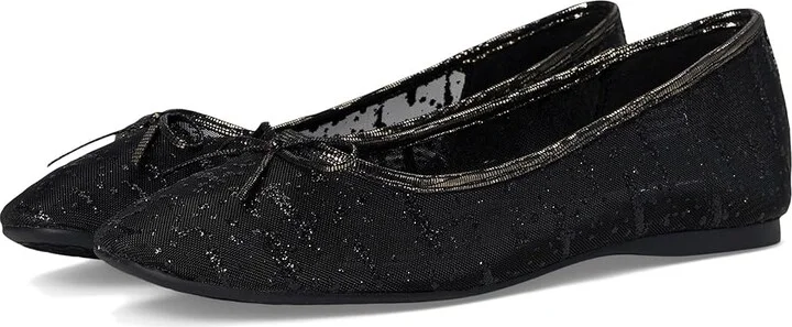 Birdies The Songbird Ballet Flat Women's Shoes Black Mesh Sparkle : 6 M, Leather/Mesh/Polyester