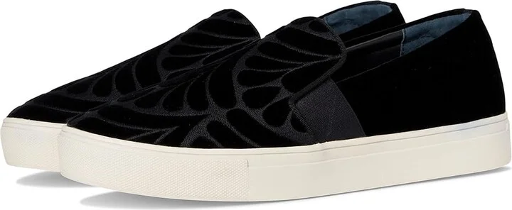 Birdies The Swift Sneaker Women's Shoes Black Velvet Embroidery : 7.5 M, Leather/Rubber
