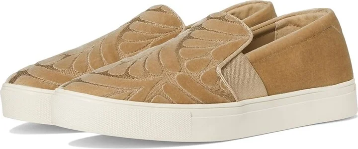 Birdies The Swift Sneaker Women's Shoes Taupe Velvet Embroidery : 10 M, Leather/Rubber