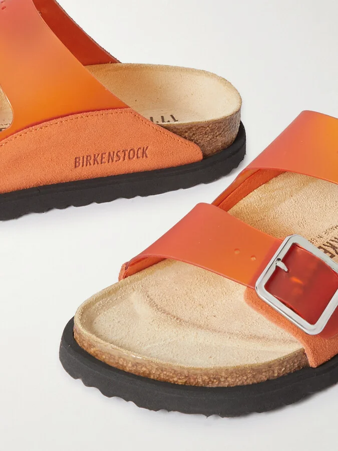 Birkenstock 1774 - Arizona Milky Suede-trimmed Pvc Sandals - Orange - Image 4
