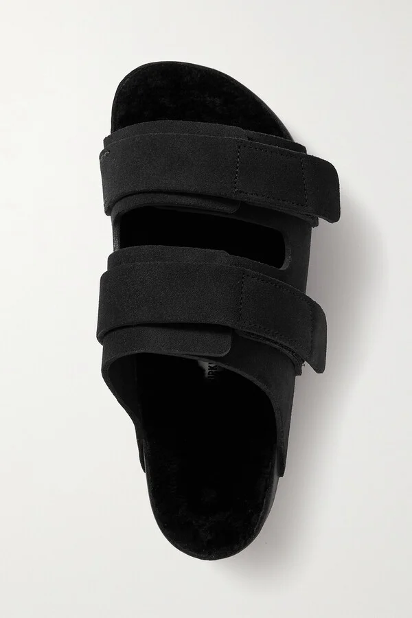 Birkenstock 1774 - + Tekla Uji Shearling-lined Suede Sandals - Black - Image 5