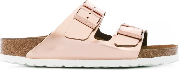 Birkenstock Arizona Sfb Metallic Copper, Natural Leather Shoes