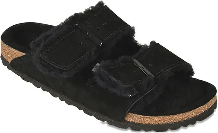 Birkenstock Arizona Shearling And Suede Sandals Shoes - Image 2