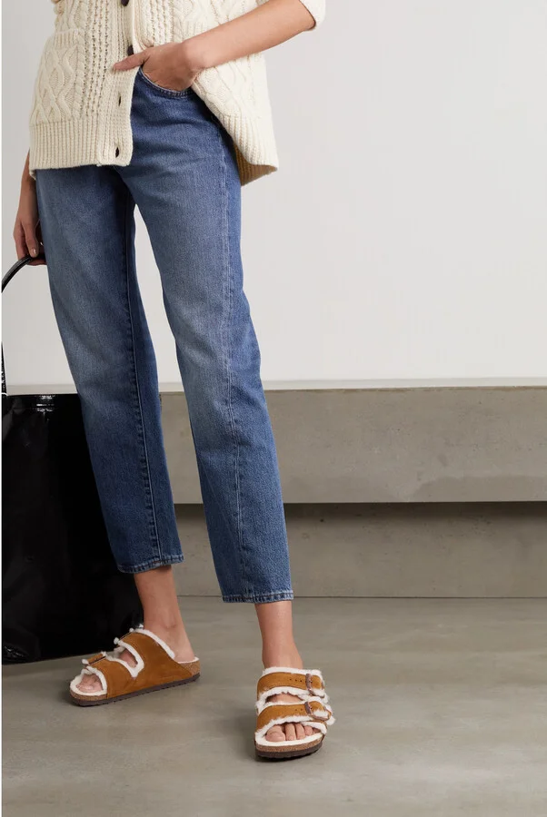 Birkenstock - Arizona Shearling-lined Suede Sandals - Brown - Image 2