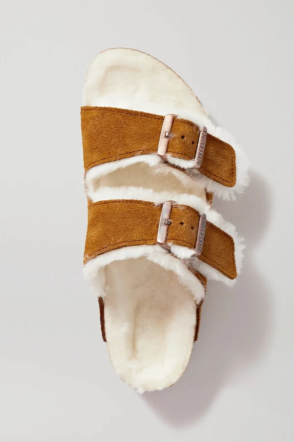 Birkenstock - Arizona Shearling-lined Suede Sandals - Brown - Image 5