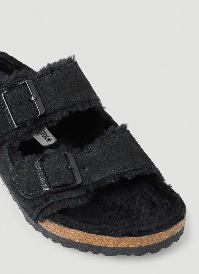 Birkenstock Arizona Shearling Two Strap Sandals - Sandals Black Eu - 46 - Image 6