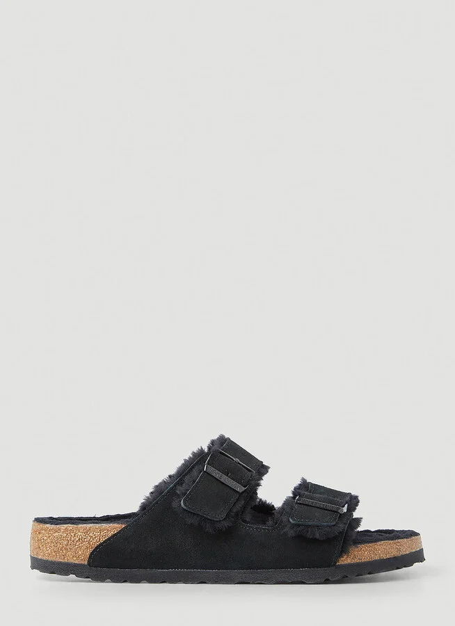 Birkenstock Arizona Shearling Two Strap Sandals - Sandals Black Eu - 46