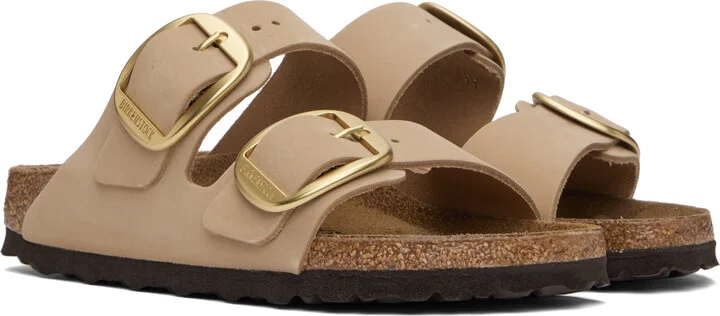 Birkenstock Beige Narrow Arizona Big Buckle Sandals - Image 4