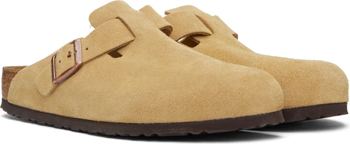 Birkenstock Beige Regular Boston Slip-on Loafers - Image 4