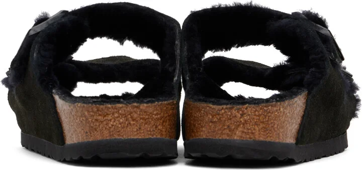 Birkenstock Black Narrow Arizona Shearling Sandals - Image 2