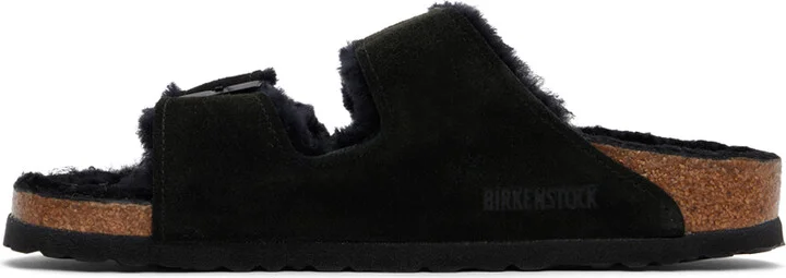 Birkenstock Black Narrow Arizona Shearling Sandals - Image 3