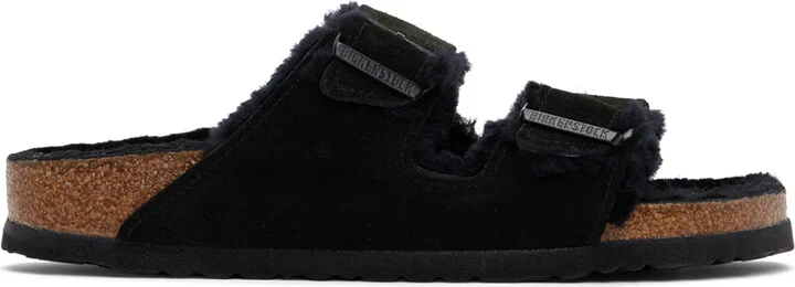 Birkenstock Black Narrow Arizona Shearling Sandals