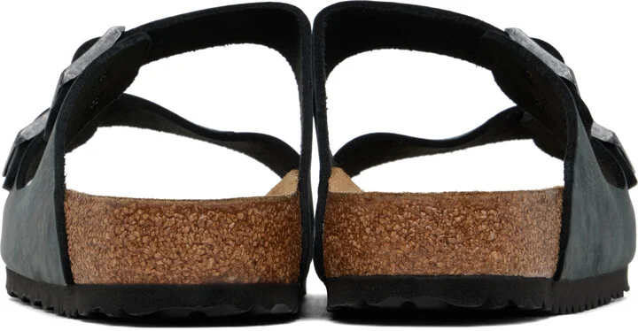Birkenstock Black Regular Arizona Oiled Leather Sandals - Image 2