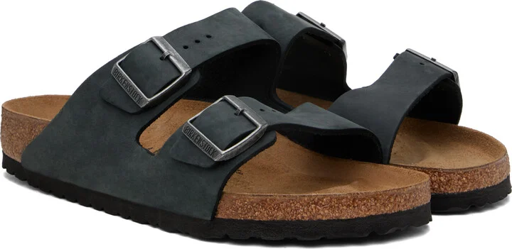 Birkenstock Black Regular Arizona Oiled Leather Sandals - Image 4