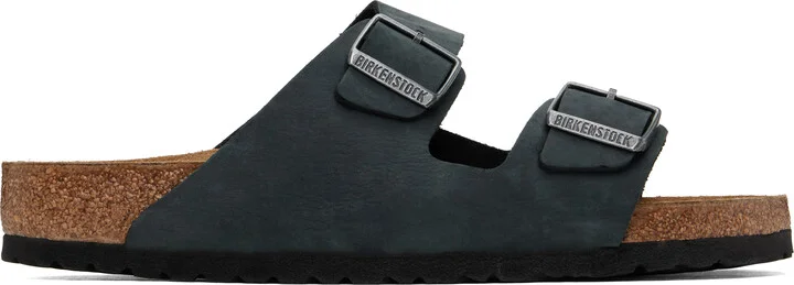 Birkenstock Black Regular Arizona Oiled Leather Sandals