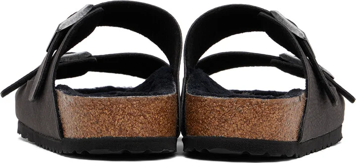 Birkenstock Black Regular Arizona Shearling Sandals - Image 2