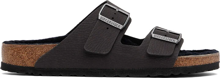 Birkenstock Black Regular Arizona Shearling Sandals
