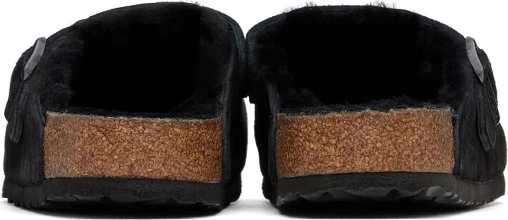 Birkenstock Black Regular Boston Shearling Suede Slip-on Loafers - Image 2