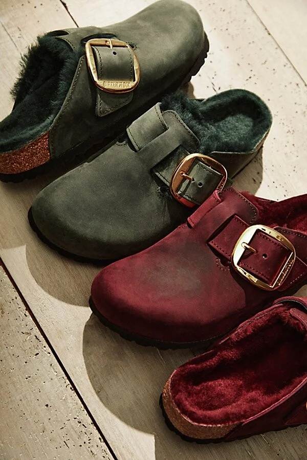 Birkenstock Boston Big Buckle Shearling Clogs