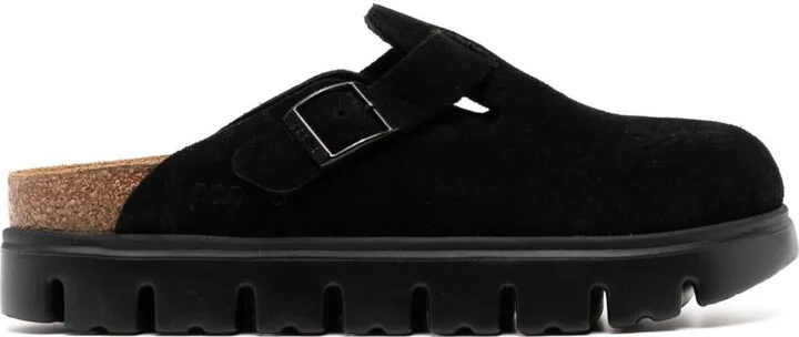Birkenstock 'Boston Chunky' Black Suede Sabot