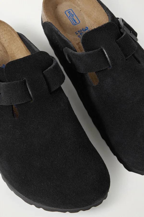 Birkenstock - Boston Suede Clogs - Black - Image 4