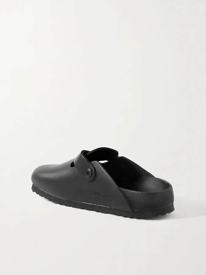 Birkenstock - Boston Suede-trimmed Leather Clogs - Black - Image 3