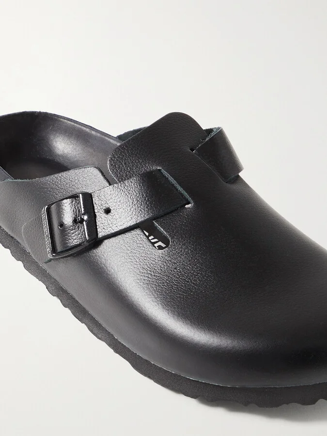 Birkenstock - Boston Suede-trimmed Leather Clogs - Black - Image 4