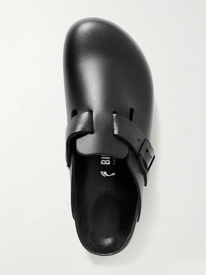 Birkenstock - Boston Suede-trimmed Leather Clogs - Black - Image 5