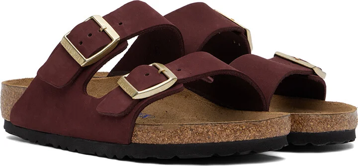 Birkenstock Burgundy Regular Arizona Soft Footbed Sandals - Image 4