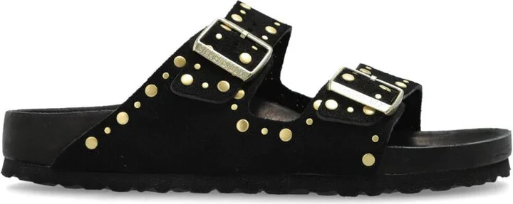 Birkenstock 'Florida' Black Leather Slippers
