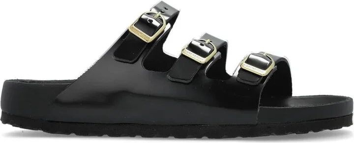 Birkenstock Florida Dbuckle Exquisite Shine Black, Natural Lea Shoes