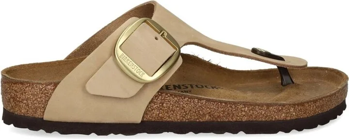 Birkenstock Gizeh Big Buckle Sandcastle, Nubuck Leather Shoes
