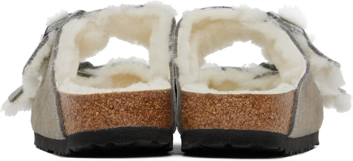 Birkenstock Gray Narrow Arizona Shearling Sandals - Image 2