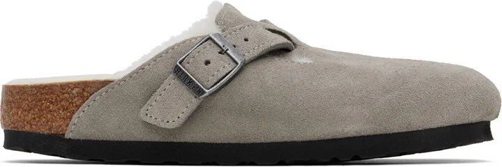 Birkenstock Gray Regular Boston Shearling Slip-On Loafers