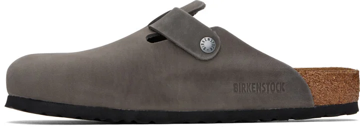 Birkenstock Gray Regular Boston Soft Footbed Slip-on Loafers - Image 3