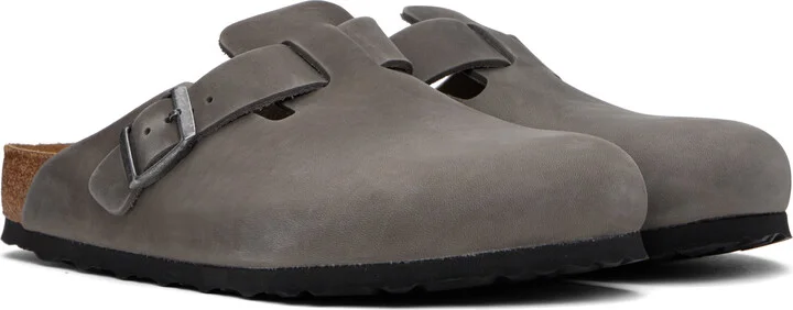 Birkenstock Gray Regular Boston Soft Footbed Slip-on Loafers - Image 4