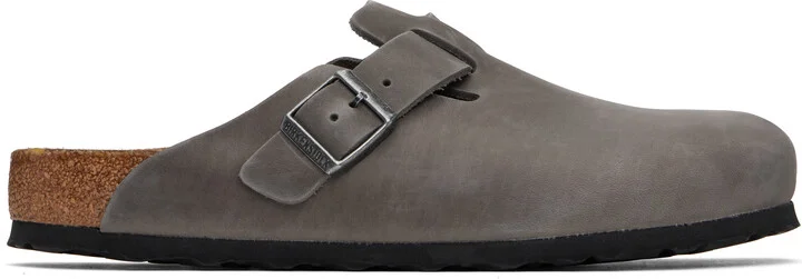 Birkenstock Gray Regular Boston Soft Footbed Slip-on Loafers