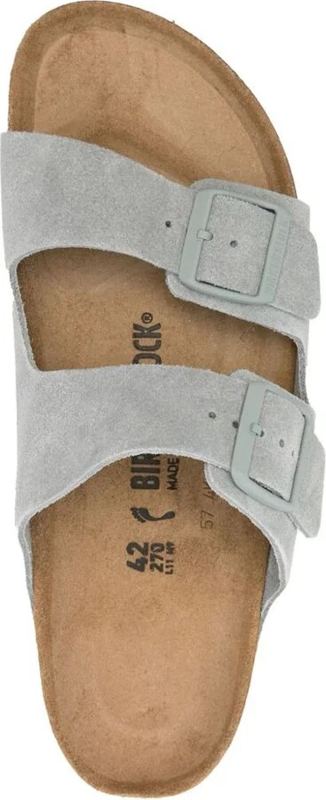 Birkenstock Green 'Arizona' Slippers In Suede - Image 2