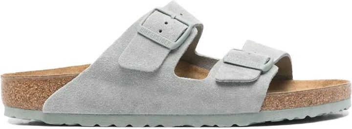 Birkenstock Green 'Arizona' Slippers In Suede