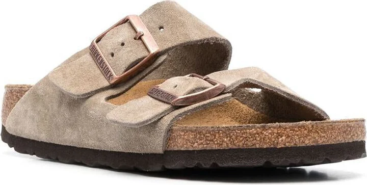 Birkenstock Grey 'Arizona' Slippers In Suede - Image 3