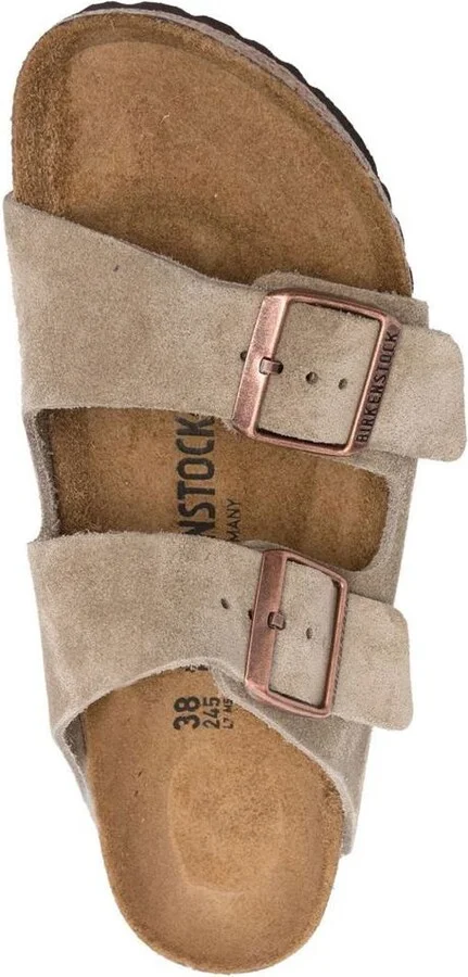 Birkenstock Grey 'Arizona' Slippers In Suede - Image 4