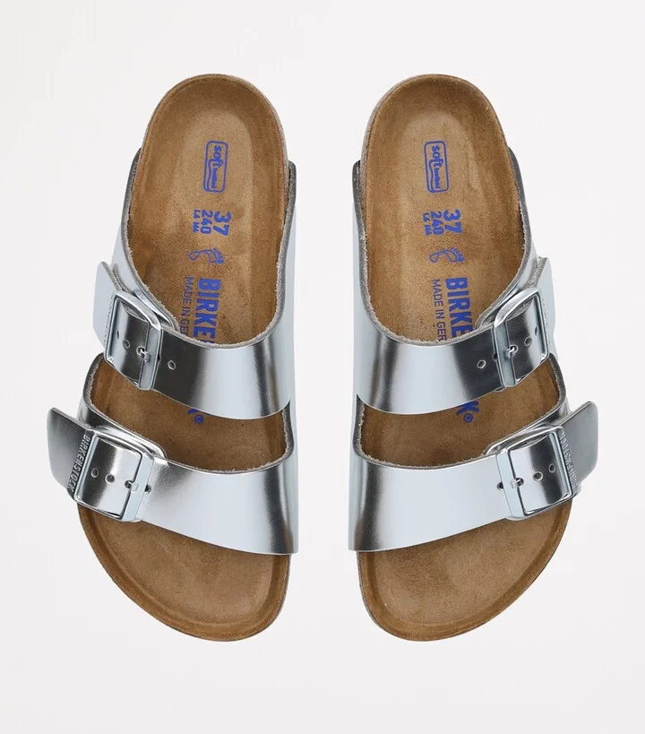 Birkenstock Leather Metallic Arizona Sandals - Image 4